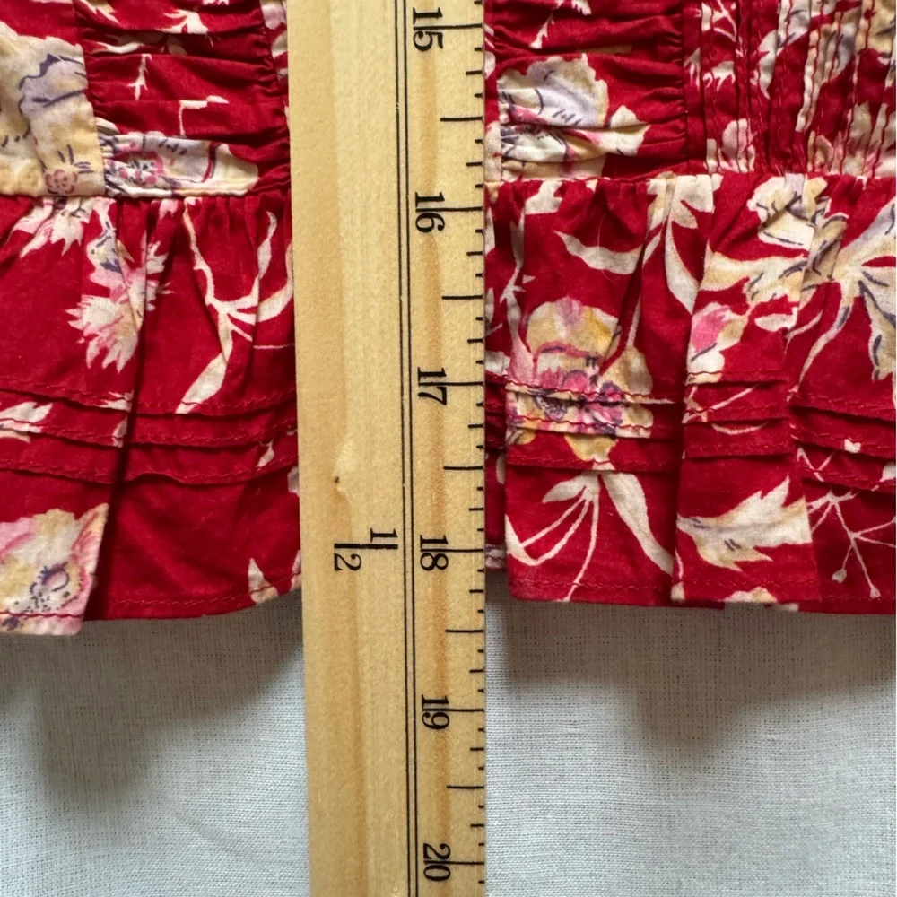 ⟡ DÔEN Heloise Top in Oak Bluffs - Size S - Red Floral Long-Sleeve Blouse - Picture 7 of 10